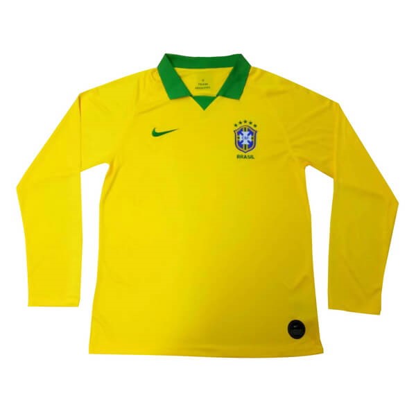 Tailandia Camiseta Brasil 1ª ML 2019 Amarillo